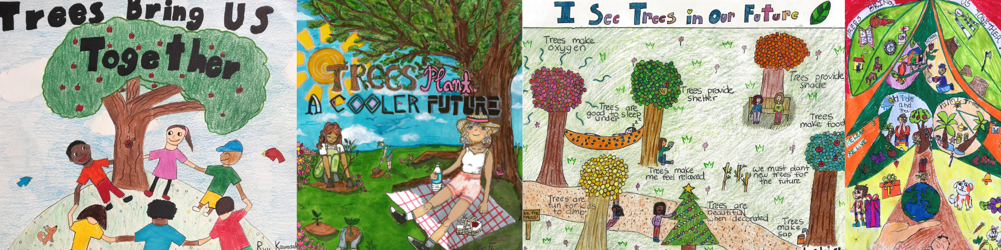 Children's artwork featuring trees
