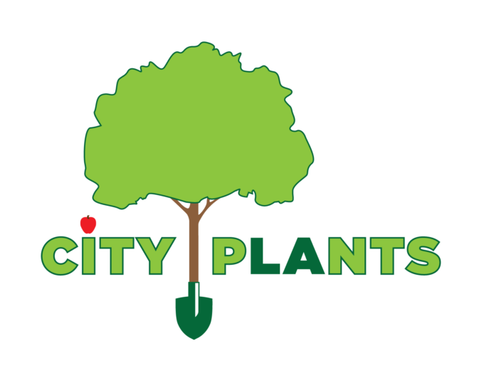City Plants Logo featuring a tree and shovel.