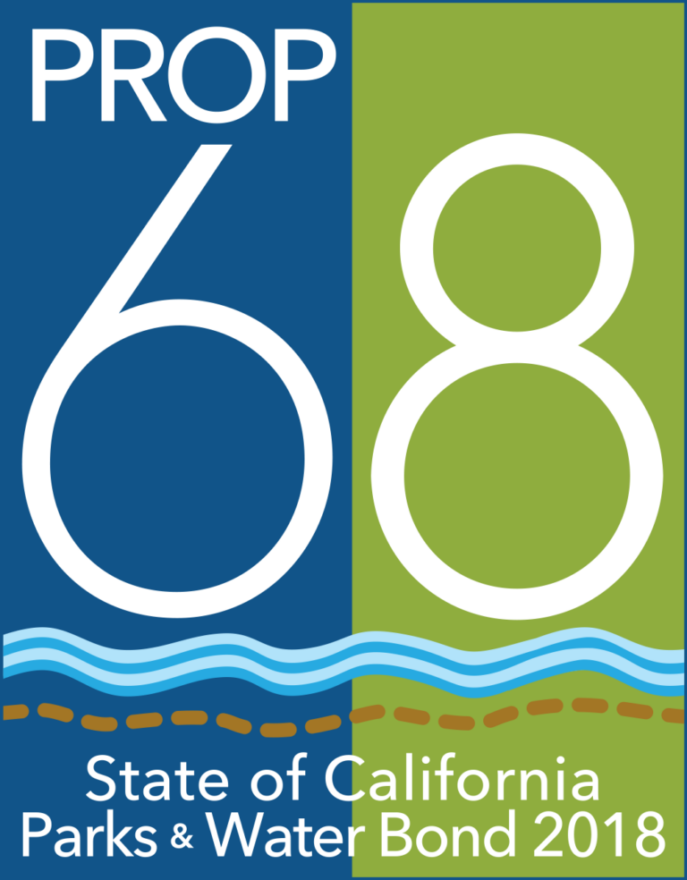 Prop 68 logo with words that read State of California Parks and Water Bond 2018