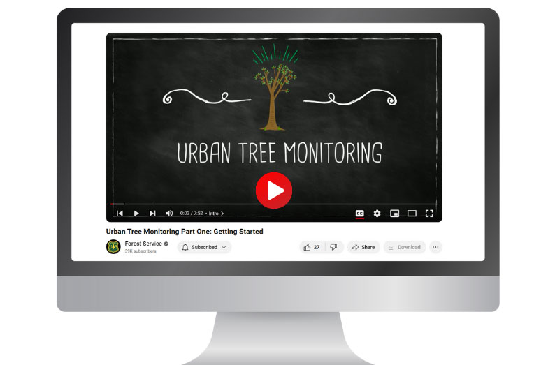USDA Forest Service Urban Tree Monitoring YouTube Training Series - featuring the thumbnail image of the video.